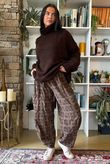 Heritage Needlecord Plaid Relaxed Barrel Pant Chocolate & Coffee Bean